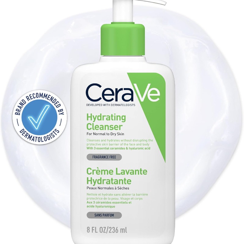 CeraVe Hydrating Cleanser for Normal to Dry Skin 236 ml with Hyaluronic Acid and 3 Essential Ceramides