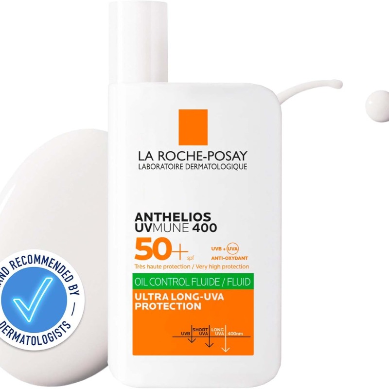 La Roche-Posay Anthelios UVMune 400 Oil Control Invisible Fluid SPF50+ Sun screen for Oily, Blemish-Prone Skin (50ML)